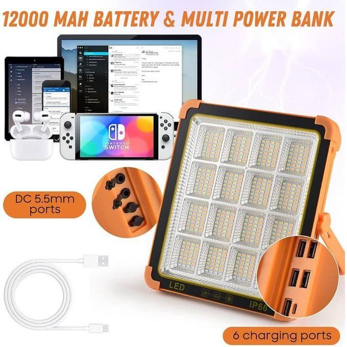 Puissant Projecteur Solaire 300W De Chantier, Jardins, Avec 4 Modes D'éclairage